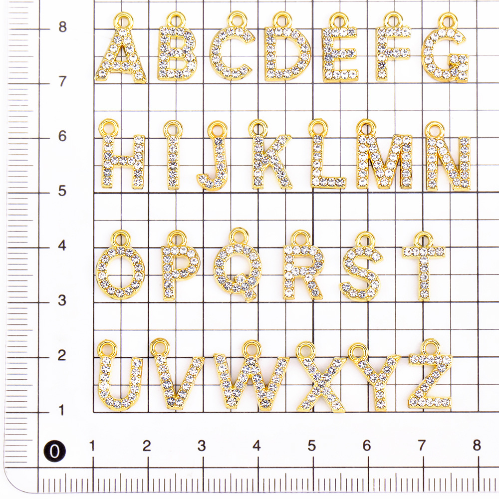 53g Weight Pendant Jewelry Making Type 13mm Jewelry Making Size Artificial Diamond Inlay Material DIY Jewelry Accessories Classification 50 PCS/Package Quantity Alloy Material Letter Pattern Plating Design Elegant, Simple Style, Streetwear Style 50 PCS/Package 13mm Alloy Artificial Diamond Letter Pendant 无