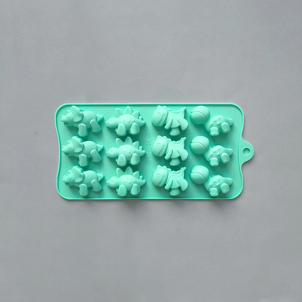 12 dinosaurios de chocolate 582 molde de silicona dulces DIY molde de pastel de goteo molde de horneado de hielo