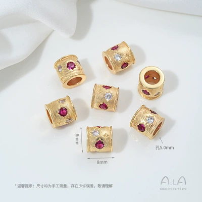 Crystal Pearl Barrel Beads, Zərgərlik ara hissələri - z452-5-c-style-14k-gold-bag-1-piece