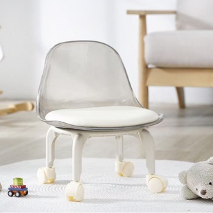 Cyber Celebrity Small Stool Universal Wheel Pulley Low Stool with Baby Artifact Acrylic Transparent Baby's Learning Stool Adult Household