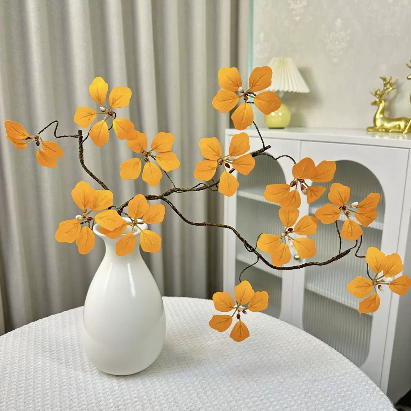 新中式禅意观音莲仿真花植物客厅餐桌玄关酒店可枝插花摆件假绿植