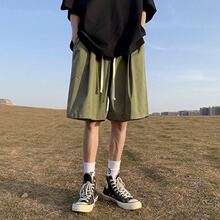 日系工装短裤男士夏季薄款潮牌宽松百搭纯色直筒运动休闲五分裤子