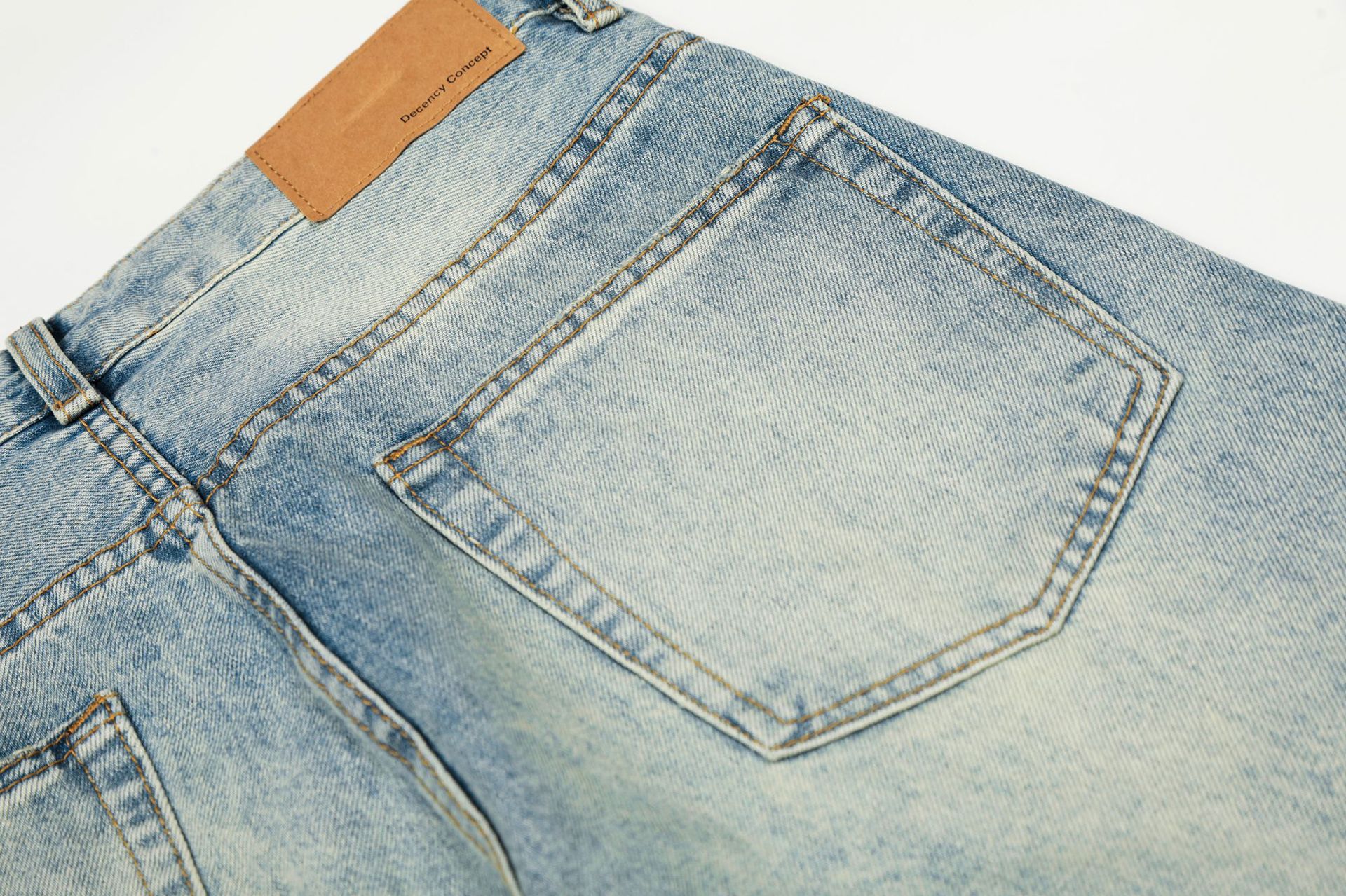 Men's High Street Vintage Washed Denim Jeans Relaxed Fit Cat Whisker Slight Curve Design_mkmklike.com