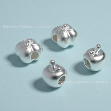 新品上架999足银苹果柿子3D硬银大孔隔珠手串水晶手链串珠配件