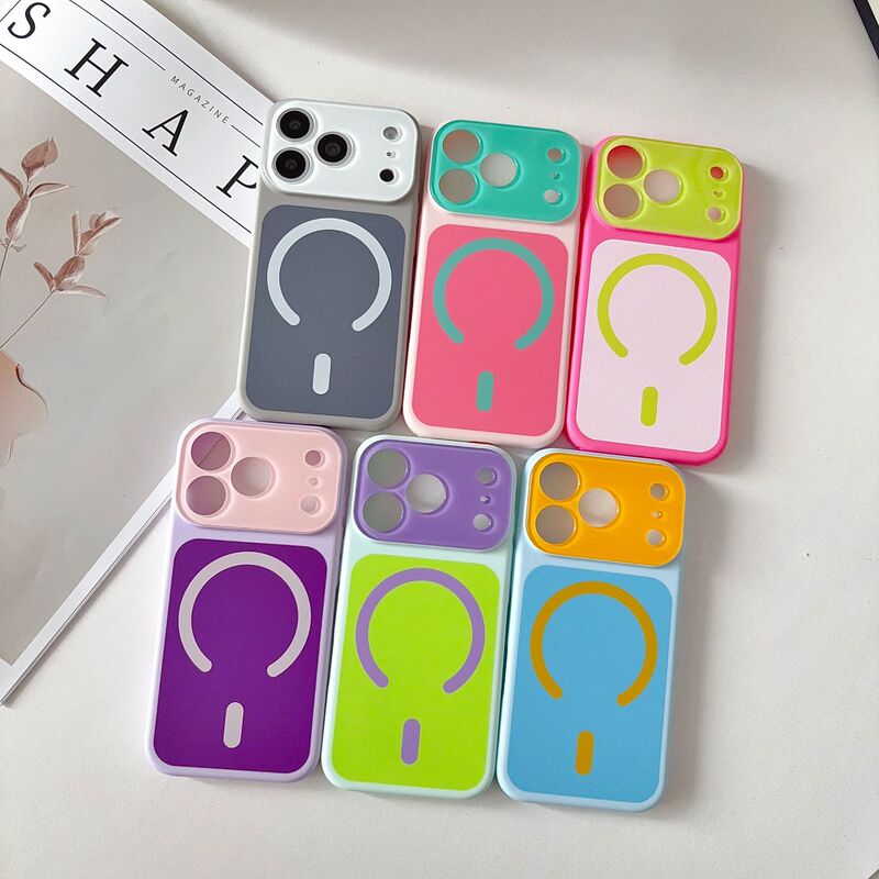 Apple 17Promax Contrasting Color Magnetic Phone Case Iphone16 Crystal Lens 15 Full Cover 14 Anti-Fall Protective Case Apple 17Promax Contrasting Color Magnetic Phone Case Iphone16 Crystal Lens 15 Full Cover 14 Anti-Fall Protective Case