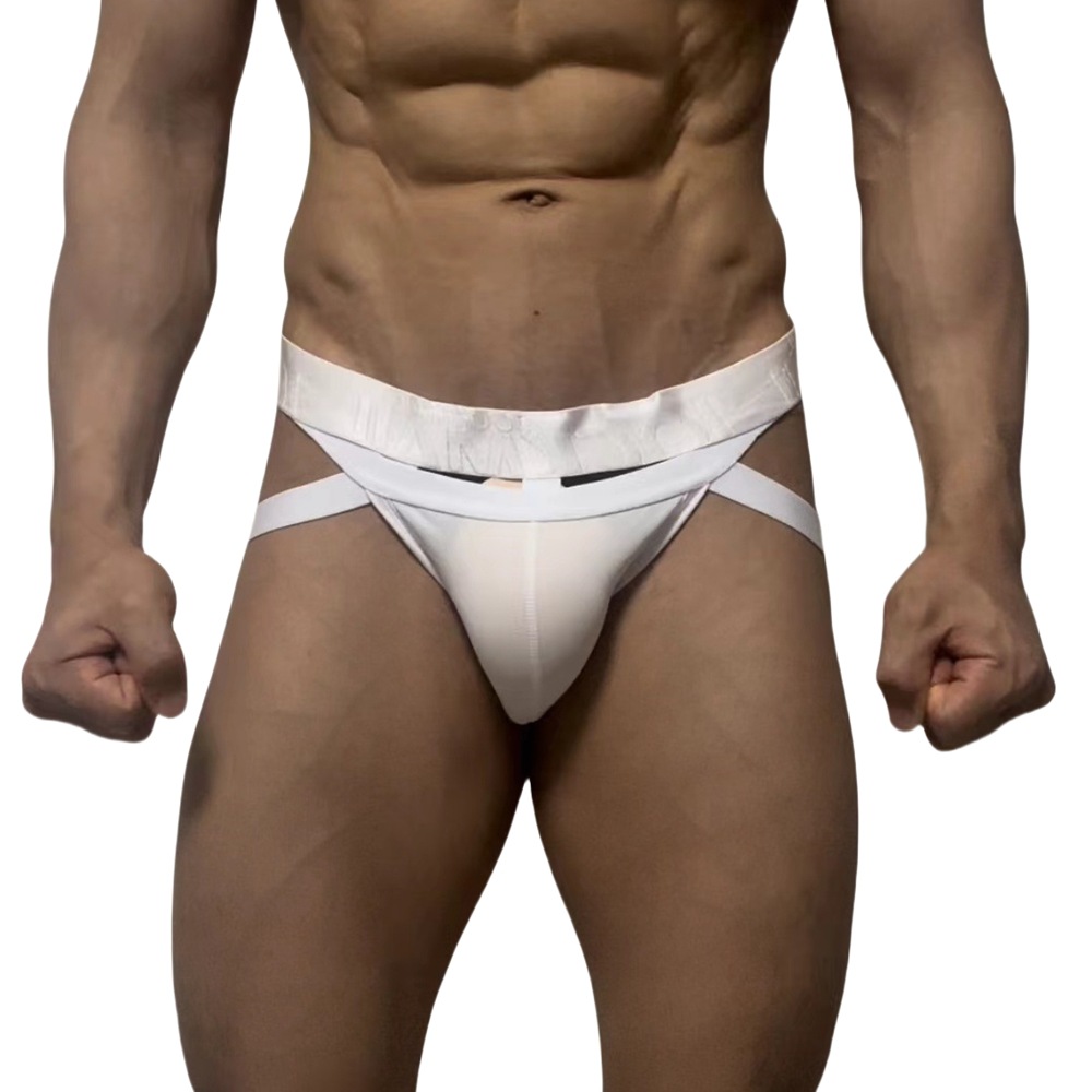 Ropa interior de los nuevos hombres hip lifting sexy Tanga transparente seda de hielo vinculante transparente sexy anillo de acero vendaje hueco tentación