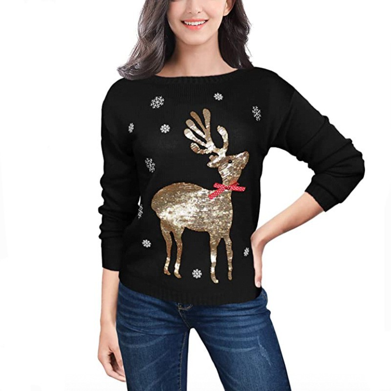 2024 popular UglySweater festival de navidad ChristmasSweater cuello redondo prendas de punto femenino