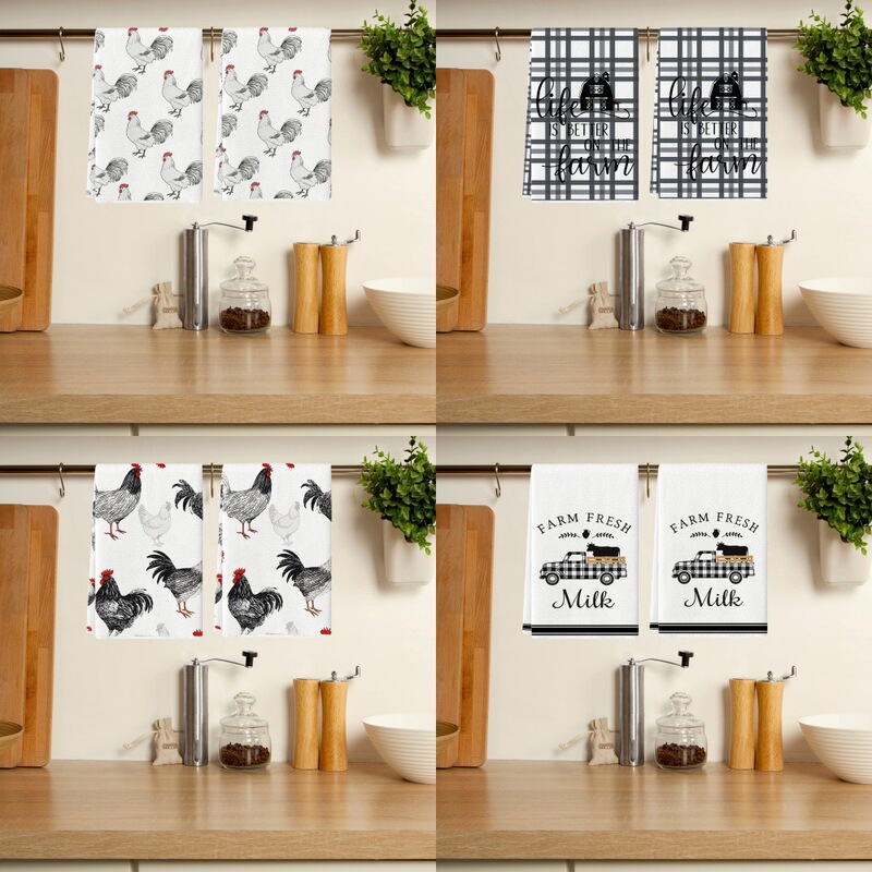 Cute Dog Kitchen Towel French Bulldog Rooster Black and White Buffalo Plaid Dish Towel Home Bathroom Decoration Hand Towel Cute Dog Kitchen Towel French Bulldog Rooster Black and White Buffalo Plaid Dish Towel Home Bathroom Decoration Hand Towel