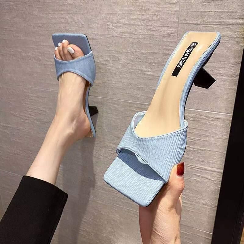  new square head one-word summer wear thick heel open-toe sandals NSZSC57055