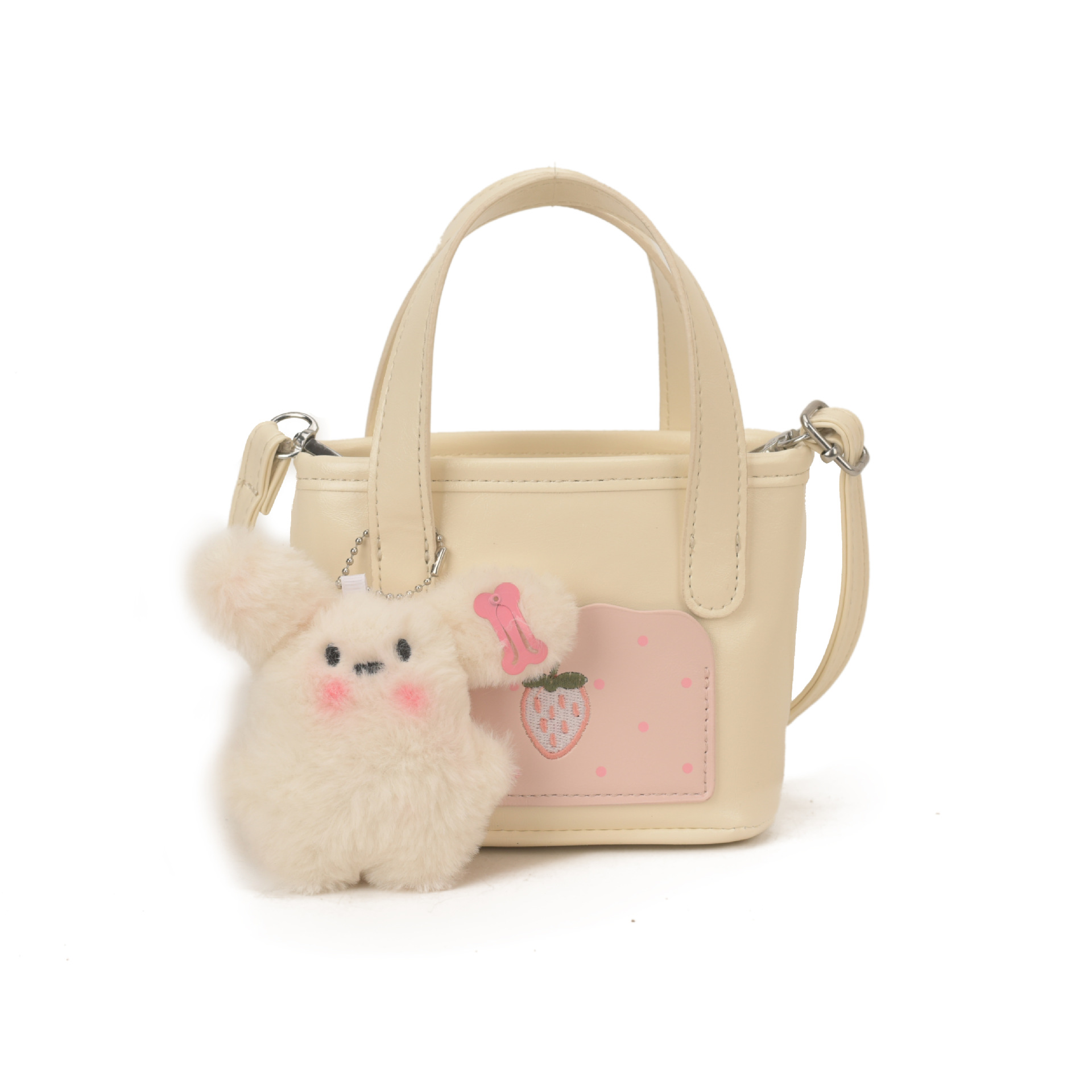 Bonita cesta de fresa pequeña bolsa de dibujos animados perros colgantes bolsas de hombro para hombres y mujeres nuevos accesorios para niños bolsas de moda coreana