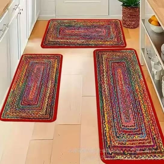 Almohadilla de suelo de cocina transfronteriza almohadilla de barro de diatomeas de viento bohemio almohadilla de suelo de absorción de agua y secado rápido dos juegos de almohadillas antideslizantes resistentes al desgaste