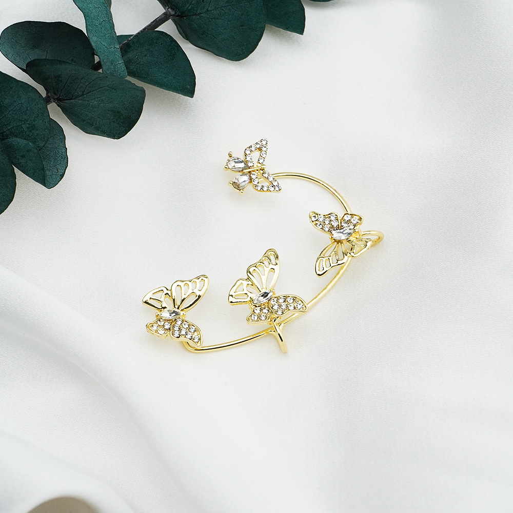 Fashion Star Butterfly Snowflake Copper Rhinestones Ear clips 1 Piece