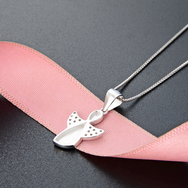 Colgante de accesorios en forma de Ángel con diamantes incrustados estilo japonés y coreano s925 collar de circón de plata esterlina elegante cadena de clavícula femenina