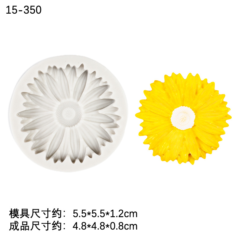 Xiangri Gui Daisy Molde de silicona Molde de pellizco de epoxi Tamaño de la flor Torta en forma de chocolate Decoración fondant