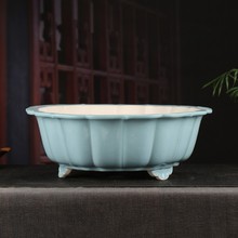 特大号紫砂盆景盆大口径30cm以上罗汉松专用宜兴大码陶瓷花盆YD01