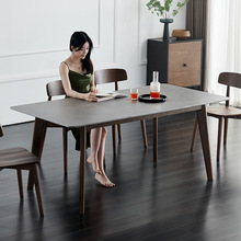 進口拉米娜岩板餐桌家用簡約現代小戶型北歐德利豐實木餐桌椅組合