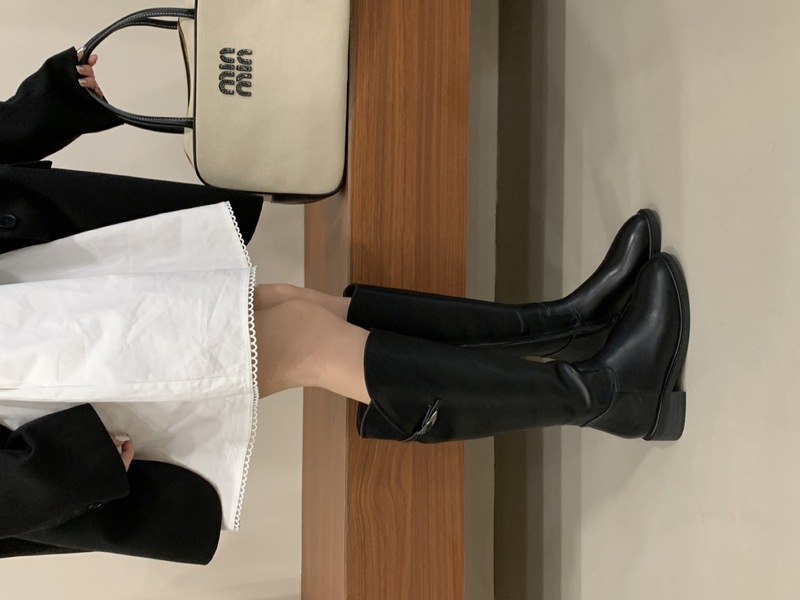 实穿战靴！英伦风百搭新款骑士靴高级感显瘦靴子长筒靴女粗跟圆头|undefined