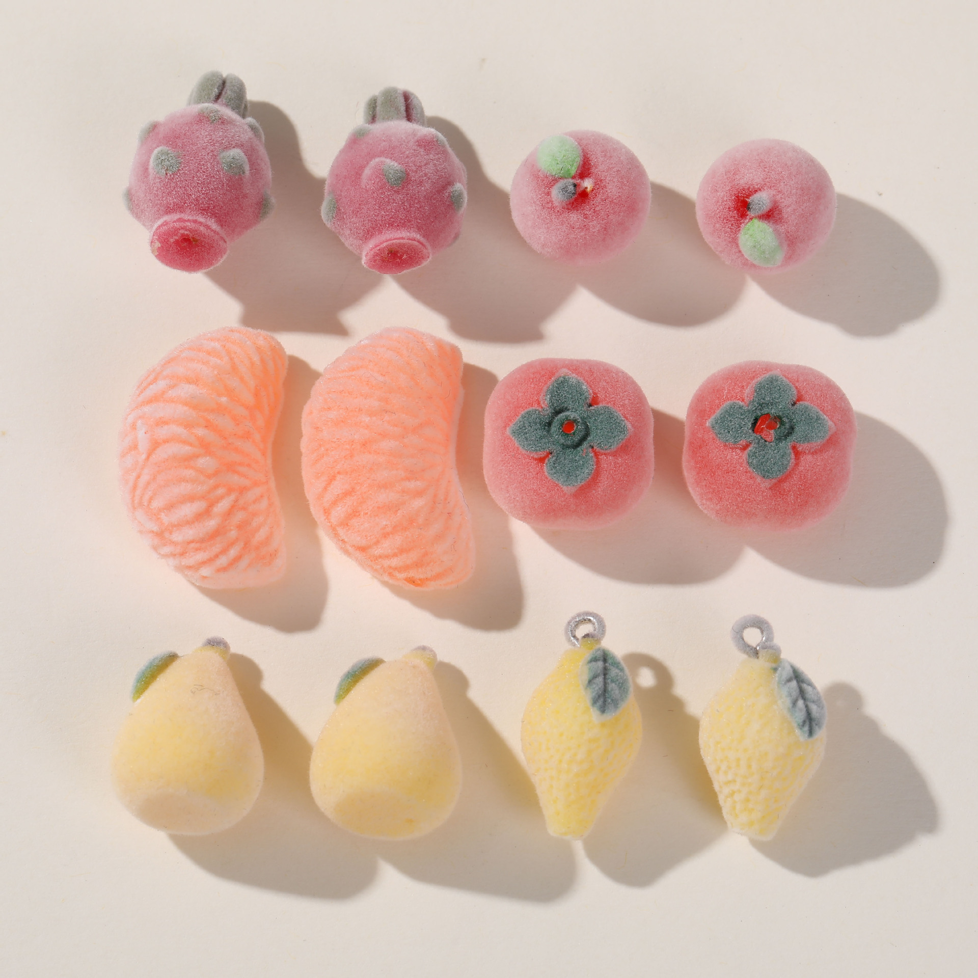 初冬柿柿如意卡通植絨仿真水果橘子瓣檸檬diy手工飾品女掛件配件