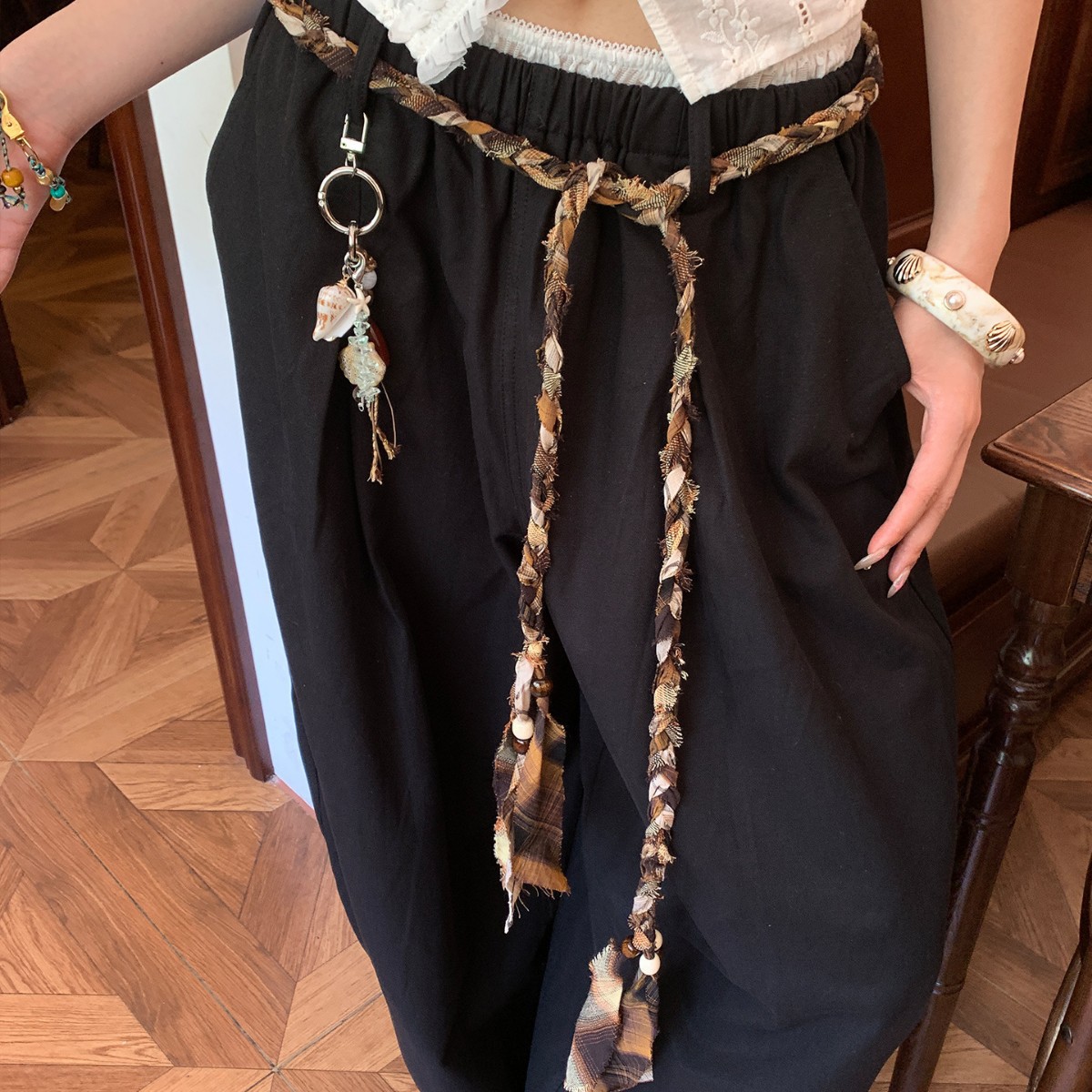 Woven brown belt handmade
