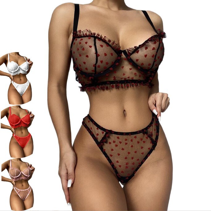 Single-layer Ultra-thin Transparent Sex Bra Briefs Underwear Set Couples Sex Intimate Teasing Sexy Underwear