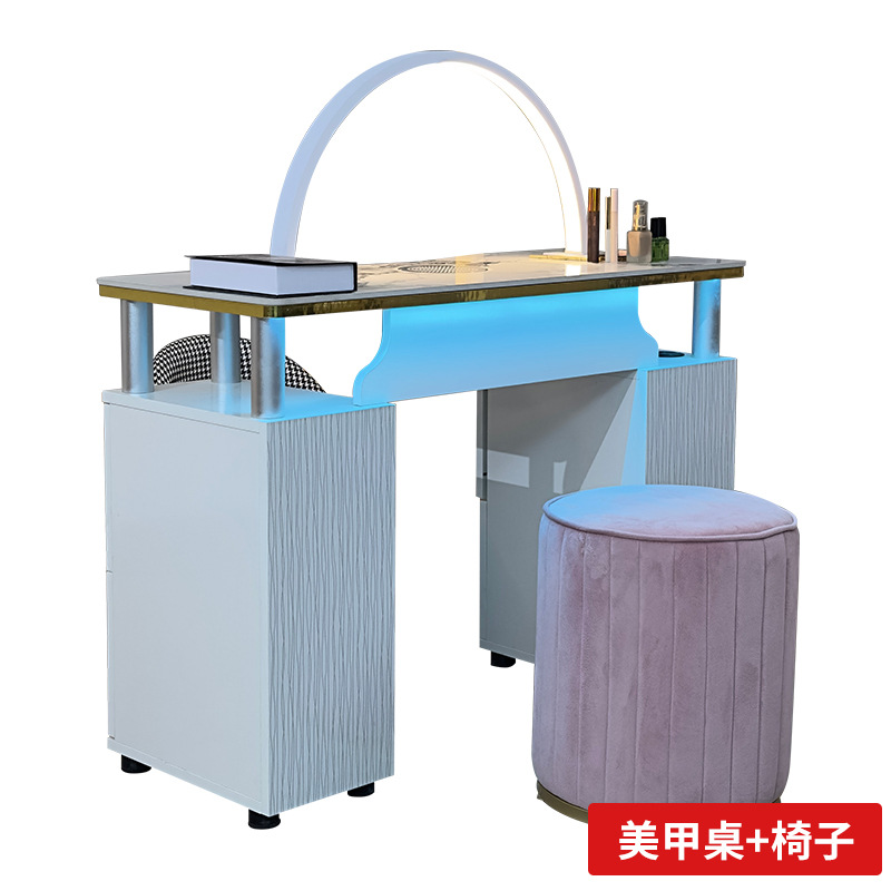 Nuevo set de mesa y silla de manicuras de pintura roja simple mesa económica de manicuras de mesa de manicuras de doble persona