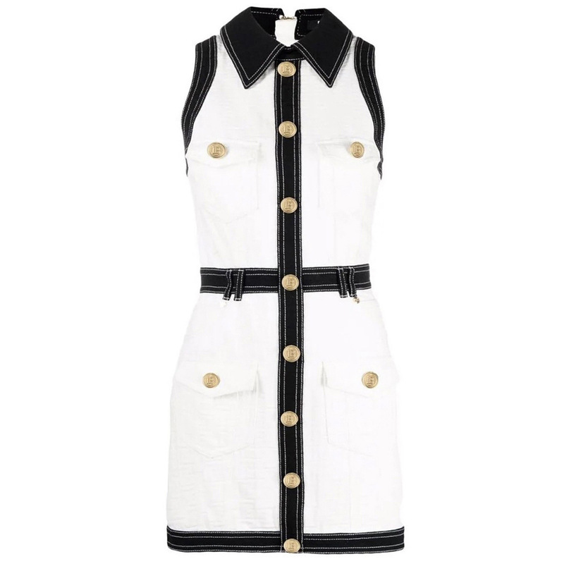 2335 High-Quality Summer Fashion New Product Slim-Fit Jacquard Denim Sleeveless Rivet Dress for Women