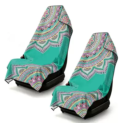 2-piece dual-use car seat cover, ultra-fine fiber, can be used as a beach towel, printed car protective seat cover 6 (Universal seat cover) - bfht151-75x150