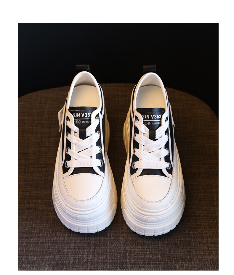Giày sneaker nữ đế dày bánh xốp trắng phối đế độn cao — Màu đen chi tiết 22