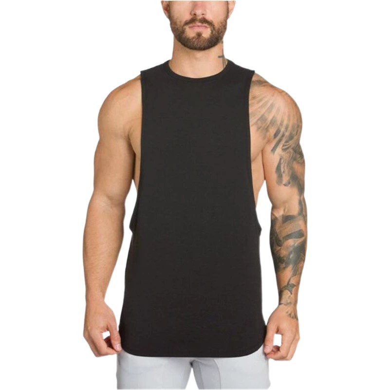 Мужской пустой хлопковый Свободный жилет, европейский и американский длинный спортивный эластичный Топ с барьером для Молодежного лета