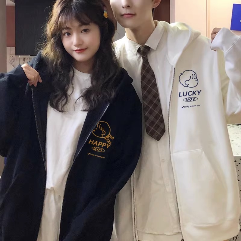 가을과 겨울 하이 엔드 센스 남성과 여성의 후드 스웨터 스페셜 커플 의류 틈새 기모 카디건 자켓 패션 브랜드 클래스 의류