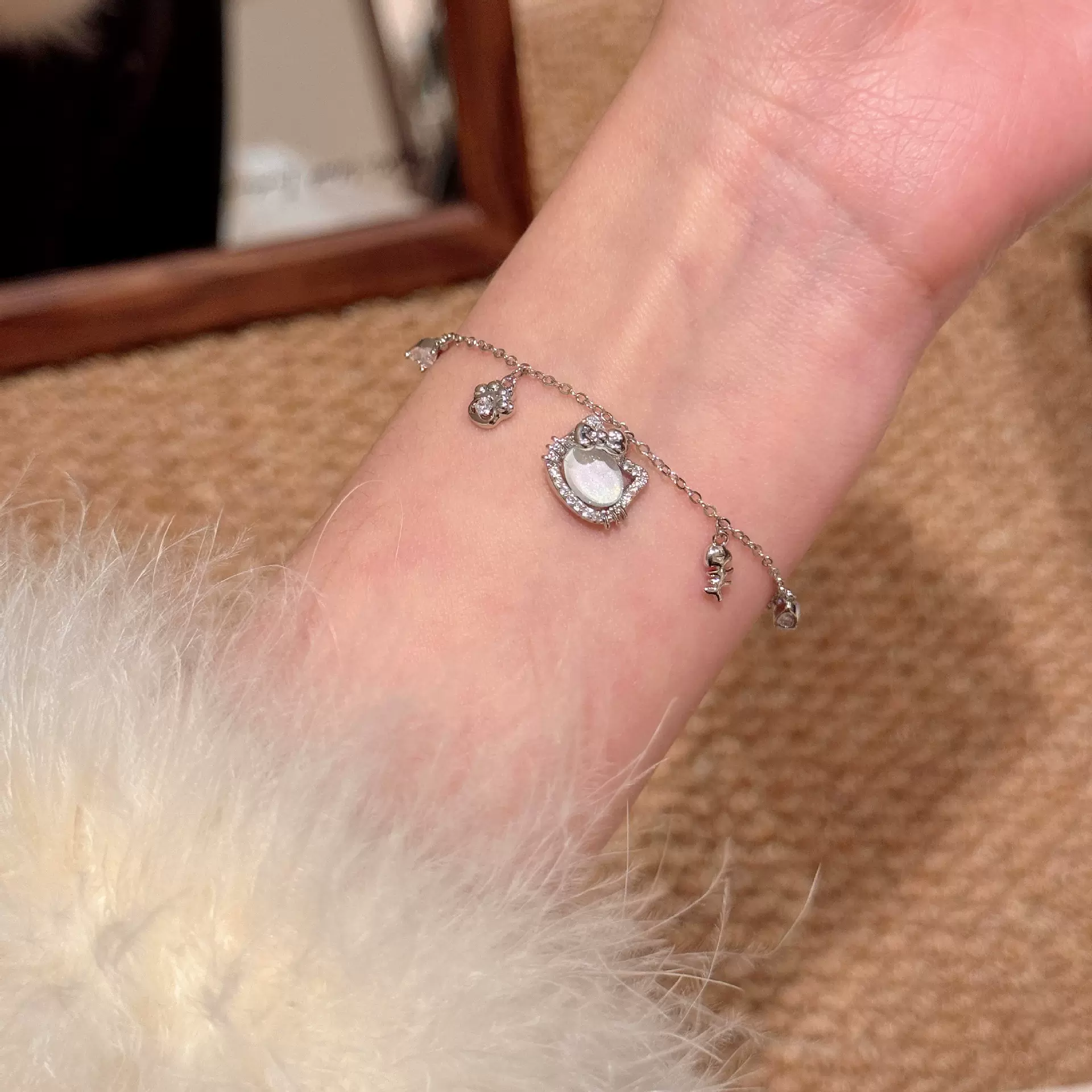 猫咪手链天然锆石时尚轻奢手饰小众百搭精致韩版简约可爱小猫手链