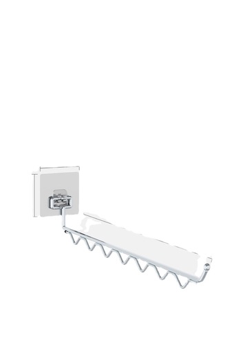 Stainless steel folding clothes drying rack, windproof, anti-slip, wall-mounted, traceless, self-adhesive, balcony drying tool, clothes hanger, clothes support