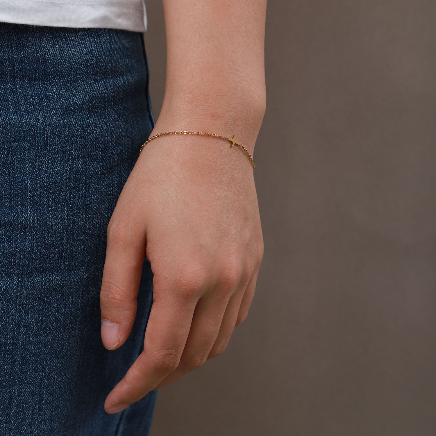 Retro Style 18K Gold Plated Cross Stainless Steel Bracelet