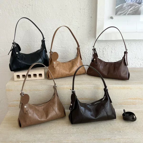 High-quality soft leather shoulder underarm bag for women, 2026 new model, simple and versatile crossbody bag, commuter dumpling bag