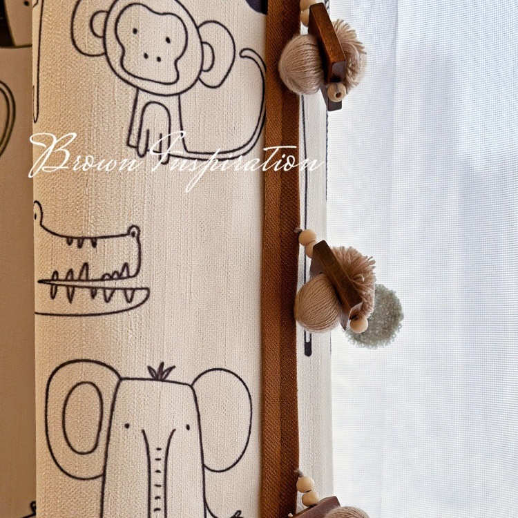 子供部屋カーテン漫画かわいいペットパラダイス遮光シェニールプリントリビングルーム寝室書斎男の子と女の子のカーテン|undefined