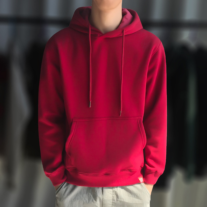후드 레드 기모