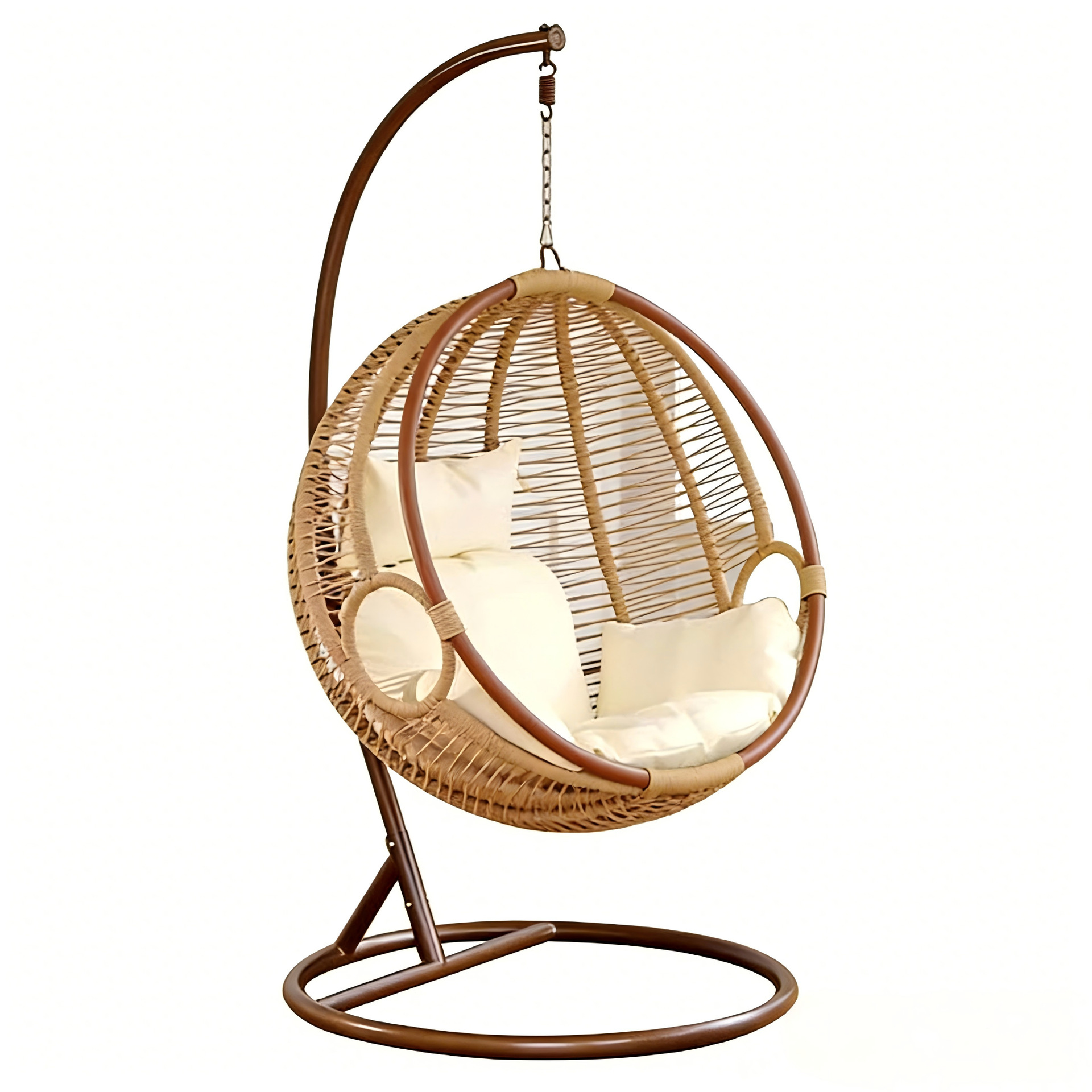 Silla colgante de ratán para una persona, para exteriores, balcón, patio, ocio, acero al carbono, estilo colgante para interiores, moderno