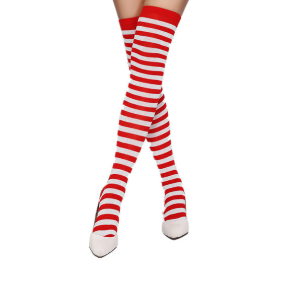 Three Maple Leaf Cross-border Socks Distinctive Cotton Socks New Fashionable Cotton Socks Middle Barrel European and American Fashionable Stockings Horizontal Stripes