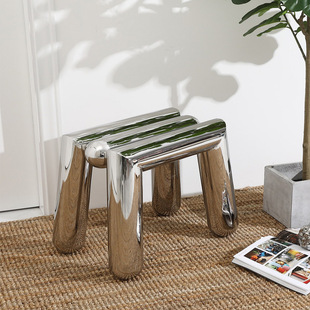 Side Table Stainless Steel Household Shoe-Changing Stool Living Room Low Stool Coffee Clothing Store Decorative Chair Display Stool Light Luxury Seating