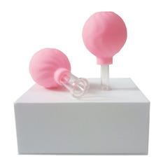 波紋粉色硅膠拔罐器玻璃兩件套拔罐器家用抽氣式拔火罐1號2號