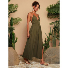 Y 69371 Deep V Backless Halter Dress �� V ¶���Ҳ�ȹ�羳