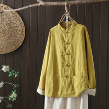 苎麻盘扣衬衫女春秋2024新款宽松上衣复古茶服衬衣中式棉麻太极服