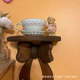 跨境木质壁挂架日系蝴蝶结木制置物架墙壁装饰免打孔壁挂架