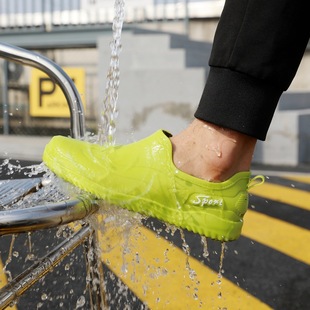 Rain Shoes Men's Low-top Fashion Shallow Water Shoes Men's Flat Rain Boots Kitchen Work Non-slip Wear-resistant Waterproof Rubber Shoes