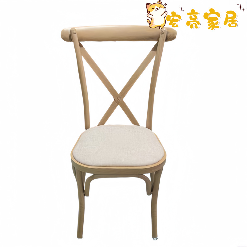 Silla de comedor de fabricación directa, silla de metal forjado retro americana, silla de madera doméstica, silla de boda de café