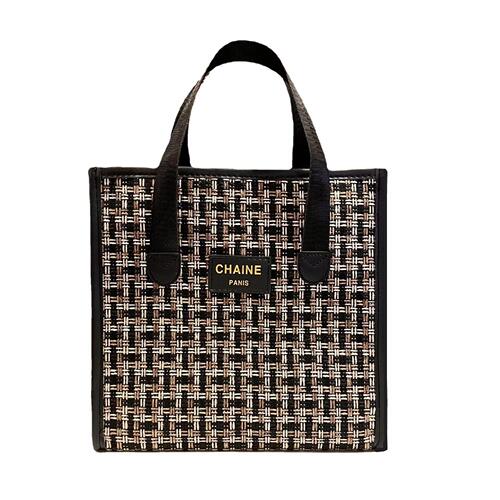 Large plaid linen woolen handbag, mommy bag, portable, fashionable, Japanese-style four-way commuting handbag