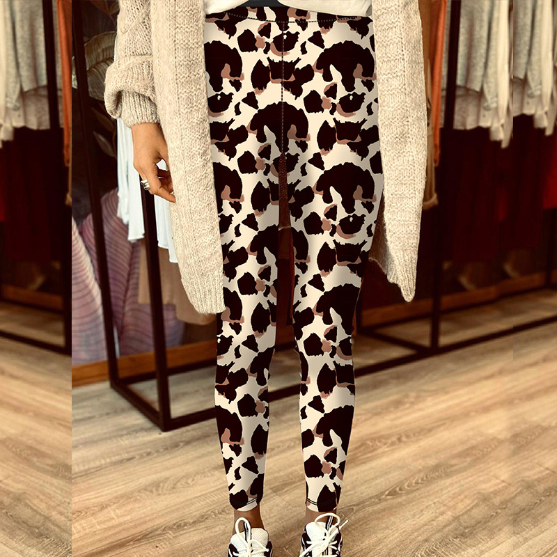 Women's tight printed pants high waist tight digital printed high stretch sweat absorption casual women's pants_voghion.com