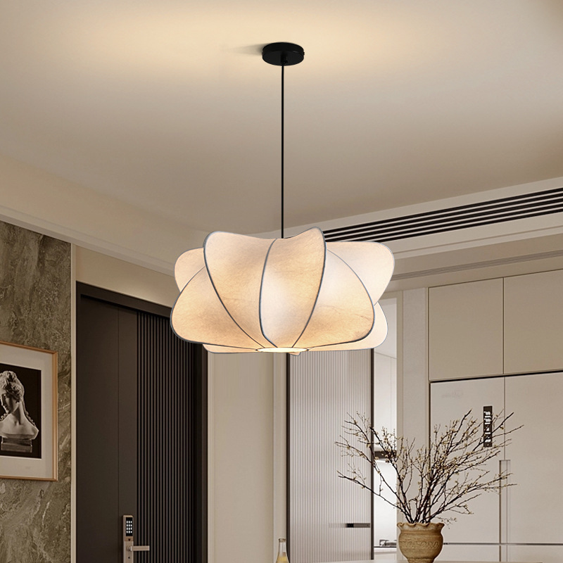 Diseñador italiano de seda lámpara de restaurante lámpara de sala de estar creativa estilo japonés luces de dormitorio de estudio L259