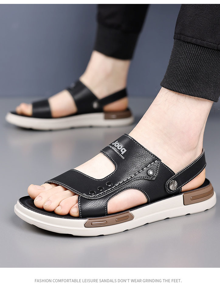 Dép sandal nam hở ngón đế mềm thoáng khí đi biển — 55199 Màu đen, 55199 màu xám chi tiết 15