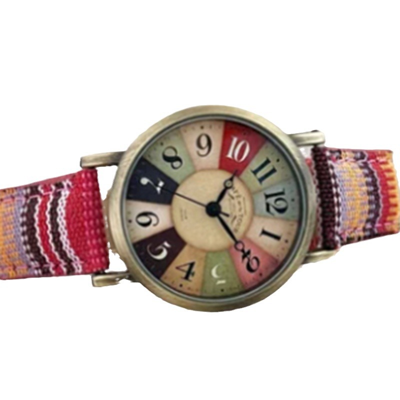 Reloj hippie bohemio de colores – patrón multicolor de arcoíris, fabricante, stock